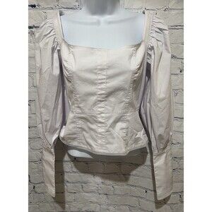 NWT Choosy White Square Neck Puff Sleeve Button Cuff Blouse Top Size Small